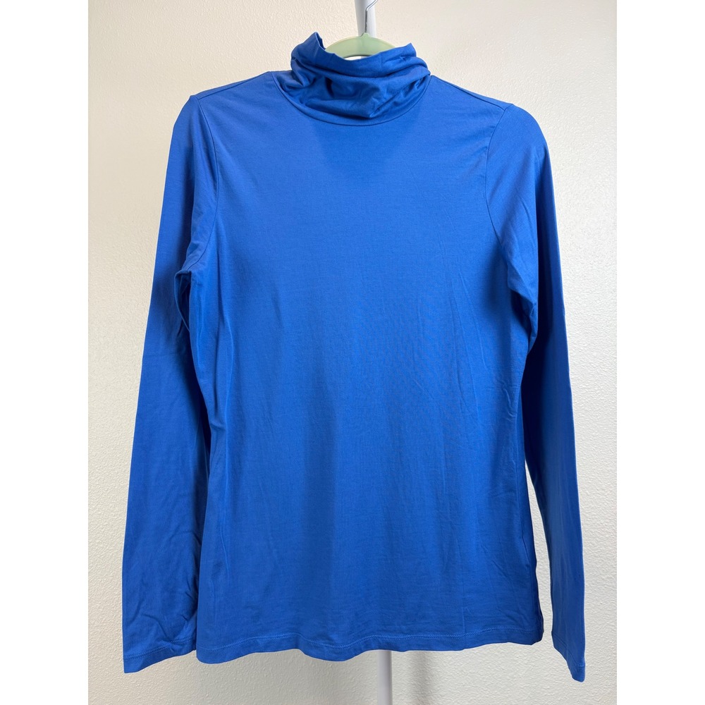 Lands End Blue Shaped Fit Cotton Modal Turtleneck Top Small 6-8 GrandmaCore